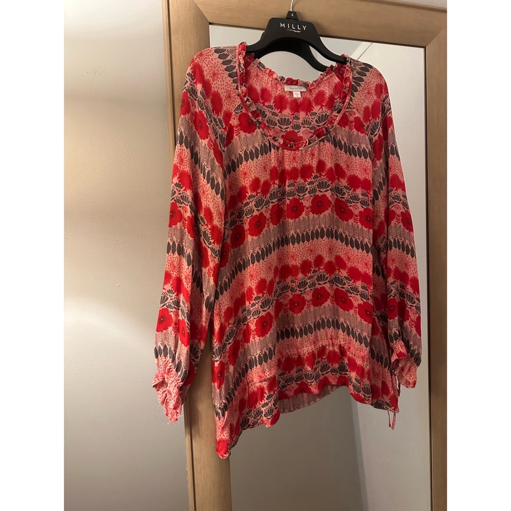 Garnet Hill 100% Silk Floral Blouse